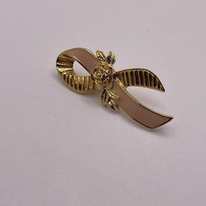 Signed AVON Heart Breast Cancer Awareness Ribbon Tack Pin Brooch